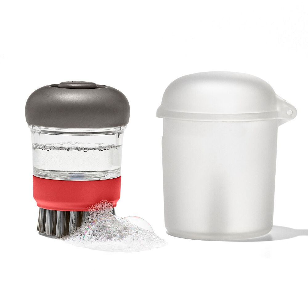 Outdoor Soap Dispensing Dish Brush with Storage Case