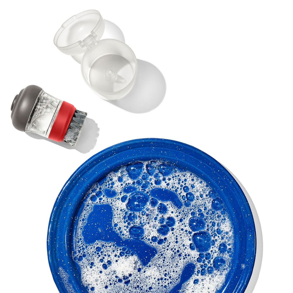 Outdoor Soap Dispensing Dish Brush with Storage Case