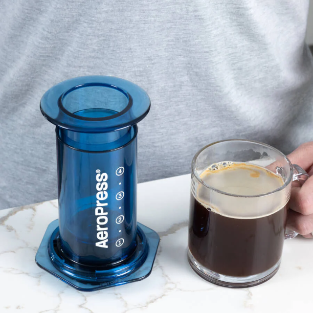 AeroPress Coffee Maker - Clear Blue