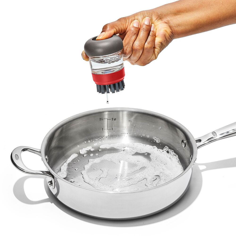 Outdoor Soap Dispensing Dish Brush with Storage Case