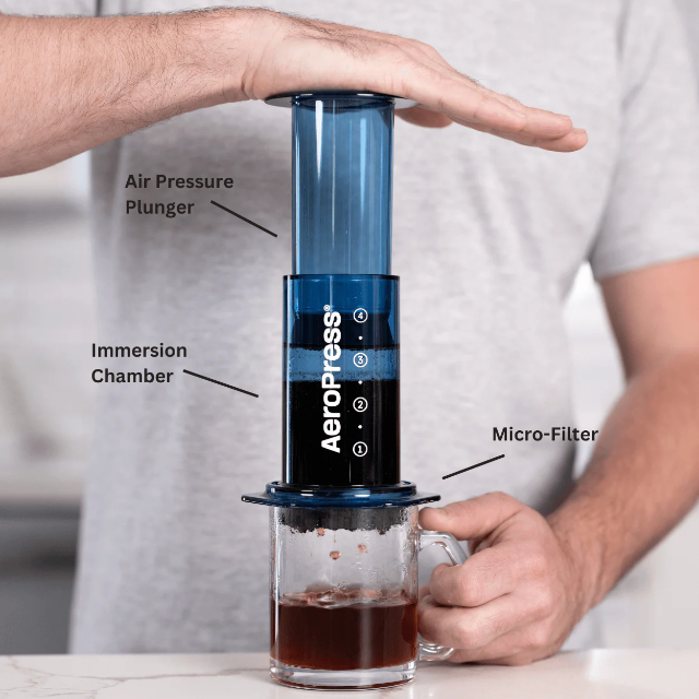 AeroPress Coffee Maker - Clear Blue